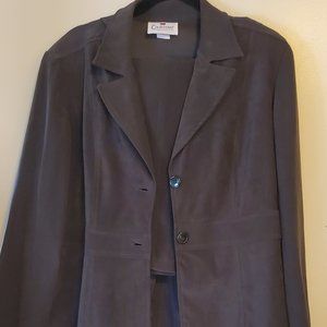 Olive green skirt suit